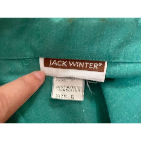 Vintage Jack Winter Short Sleeves Shirt Top in Green size S 6 retro 70s Women's - Picture 8 of 10